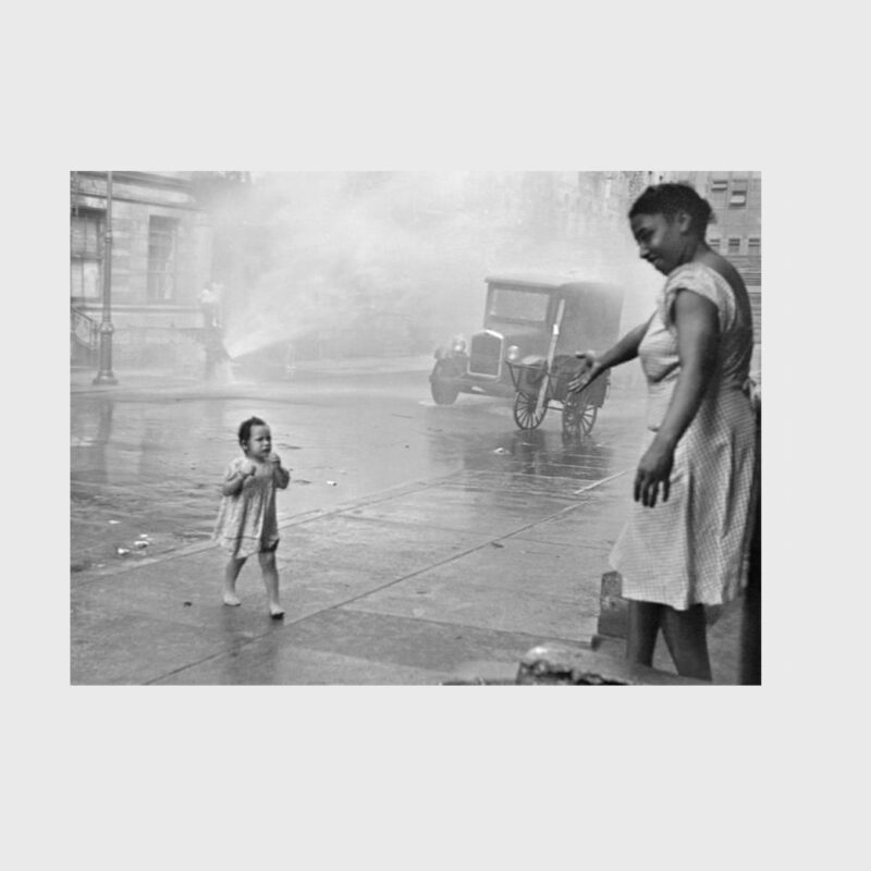 New York (child fleeing fire hydrant spray), 1939